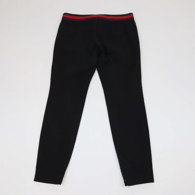 Gucci Black Cotton Blend Contrast Trim Embellished Bow-Detail Trousers