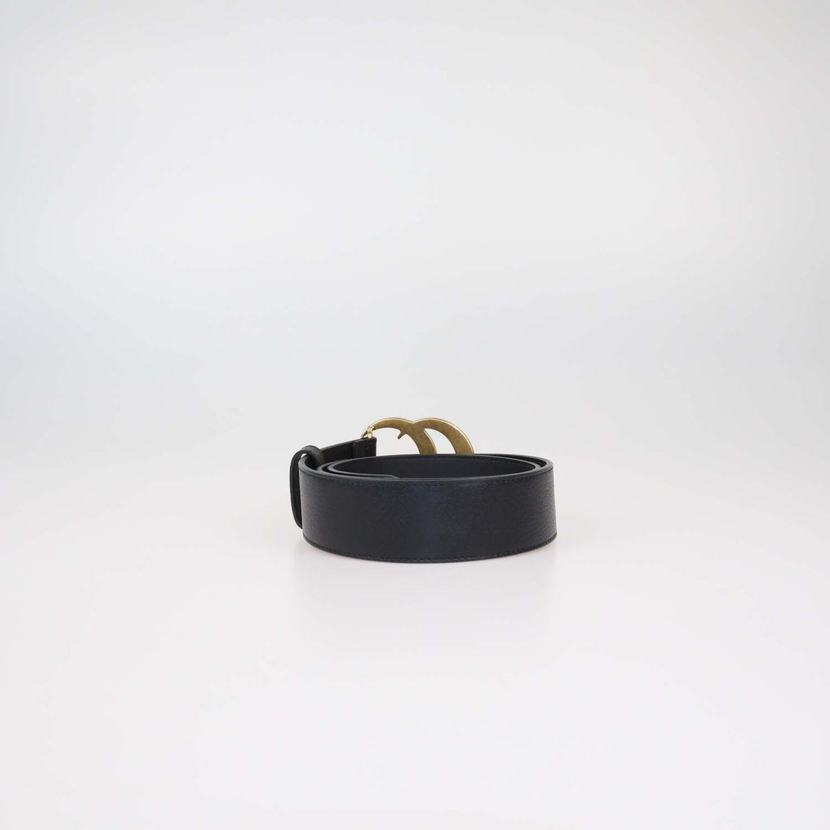 Gucci Black Leather GG Marmont Wide Belt