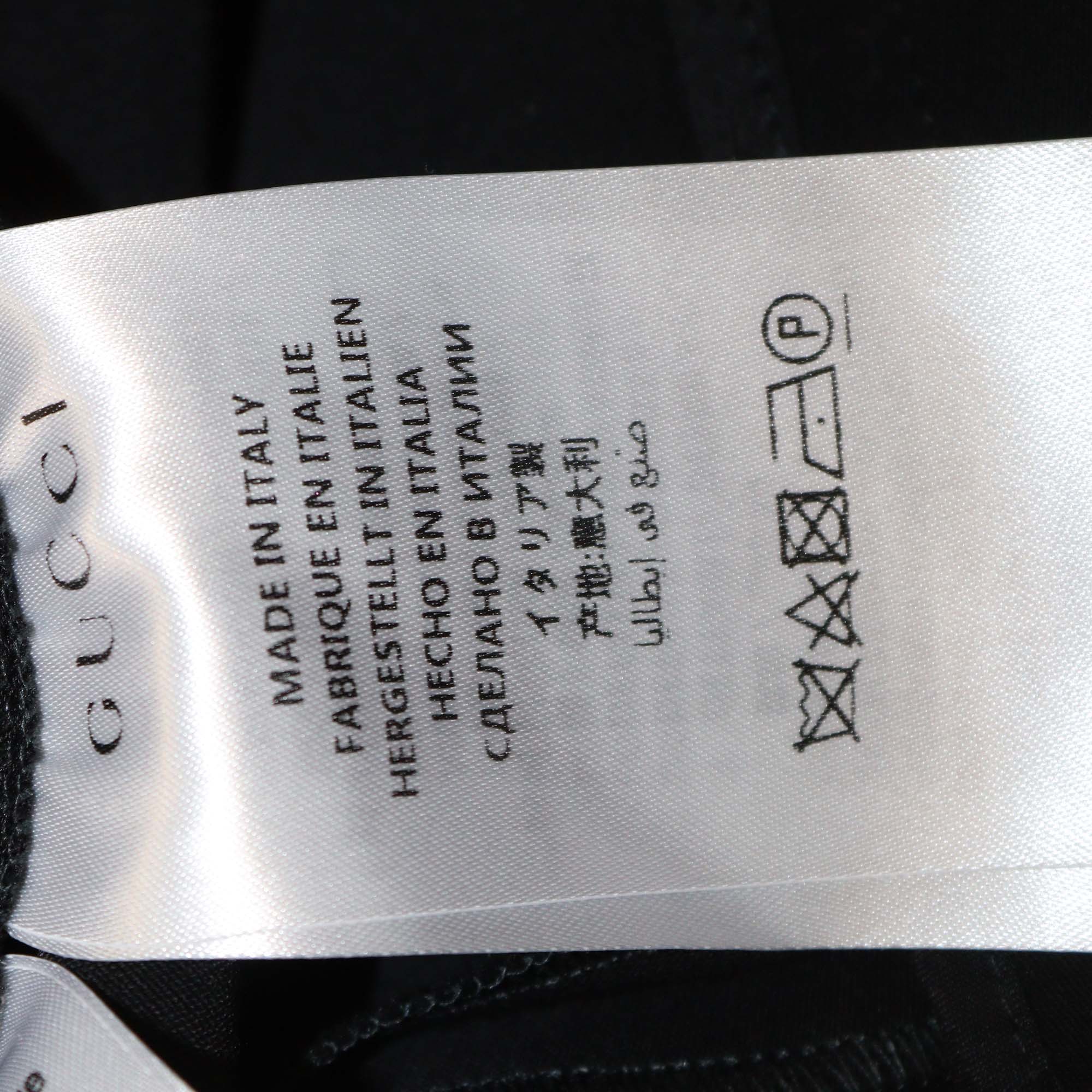 Gucci Black Cotton Blend Contrast Trim Embellished Bow-Detail Trousers