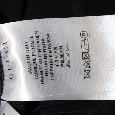 Gucci Black Cotton Blend Contrast Trim Embellished Bow-Detail Trousers