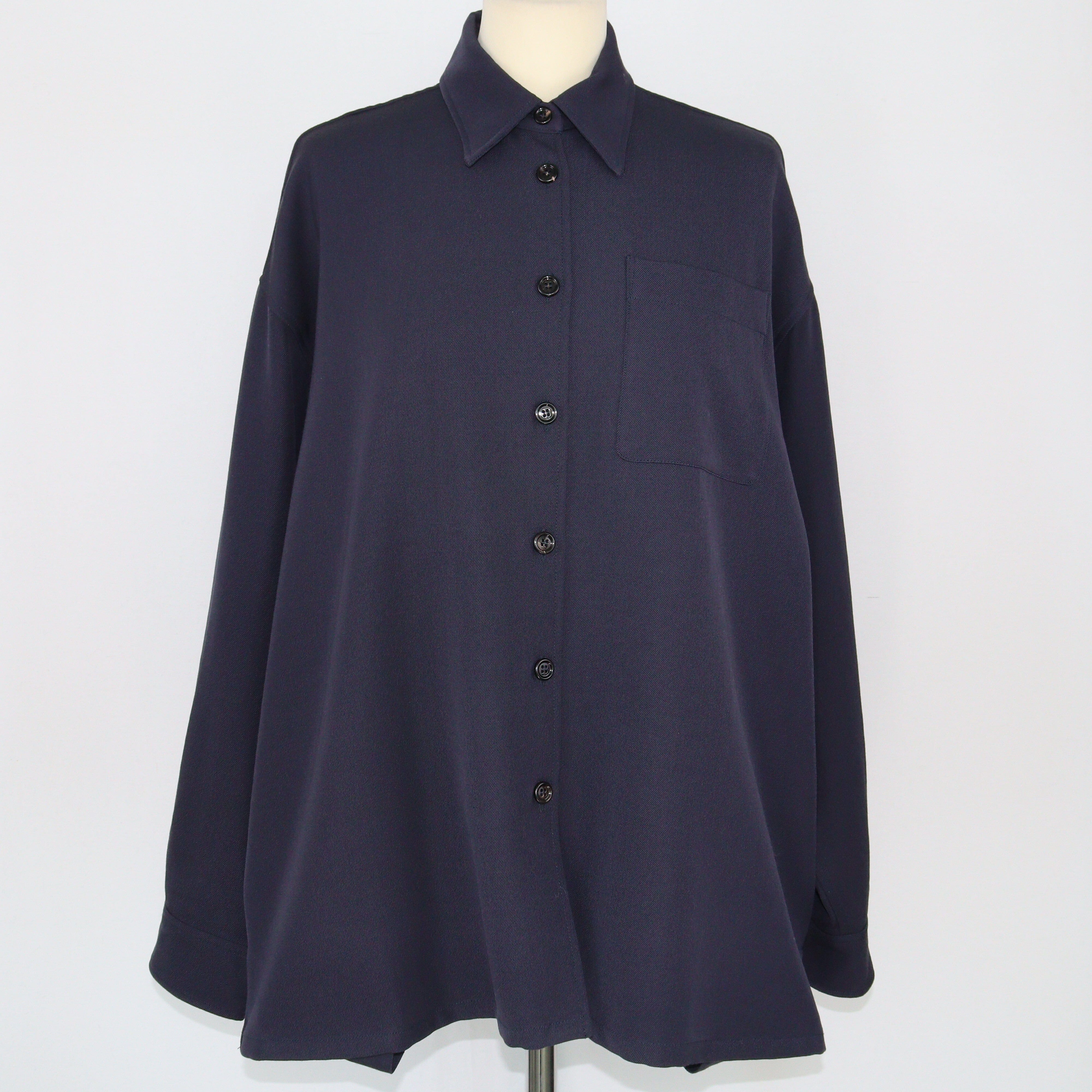 Navy Blue Gabardine Longsleeve Shirt Clothing Prada 