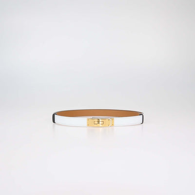 Hermes White Epsom Leather Kelly 18 Adjustable Belt