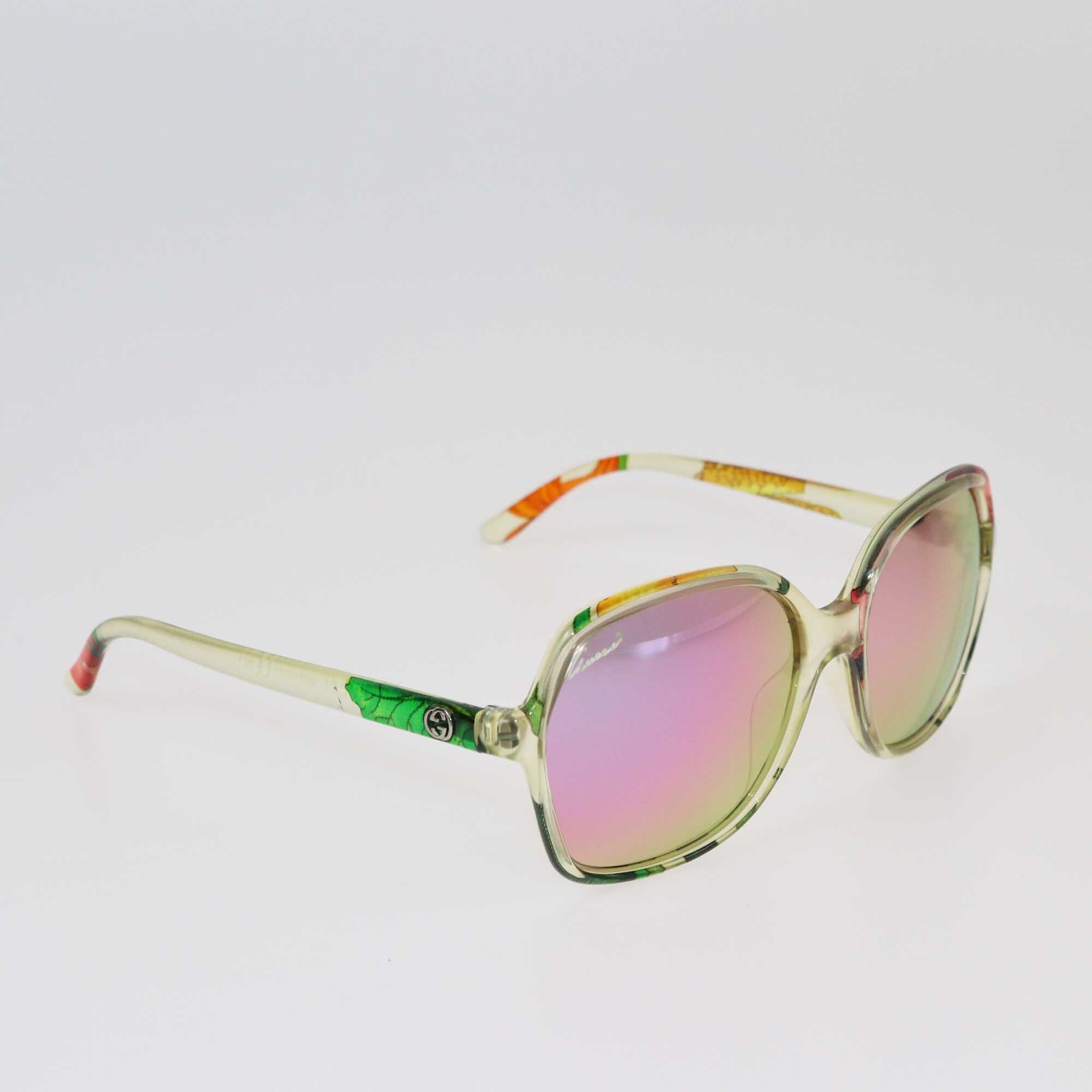 Gucci Clear/Multicolor Mirror Square Sunglasses Accessories Gucci 