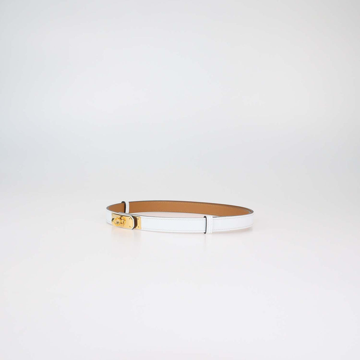Hermes White Epsom Leather Kelly 18 Adjustable Belt