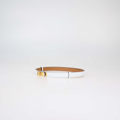 Hermes White Epsom Leather Kelly 18 Adjustable Belt