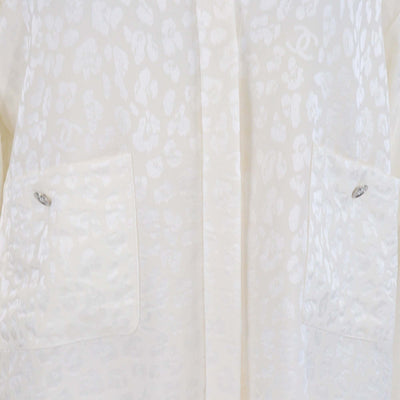Chanel Ivory Jacquard Bow Tie Detail Long Sleeve Blouse Womens Chanel 