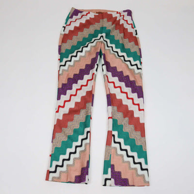 Missoni Multicolor Geometric Pattern Knit Blend Straight Leg Pants