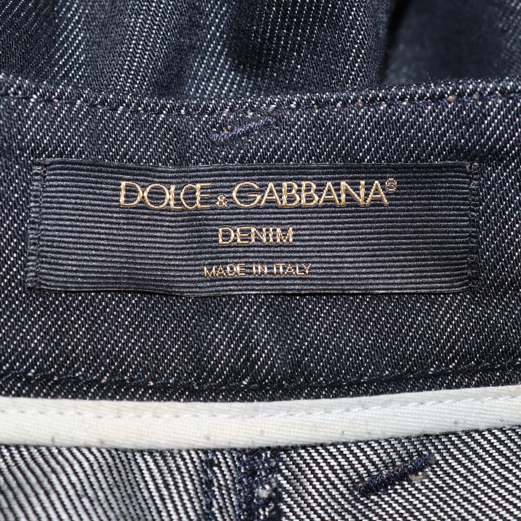 Dolce & Gabbana Black Denim Wide Leg Pants