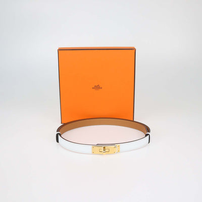 Hermes White Epsom Leather Kelly 18 Adjustable Belt