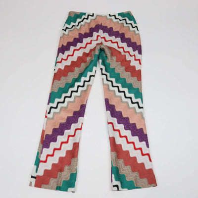 Missoni Multicolor Geometric Pattern Knit Blend Straight Leg Pants