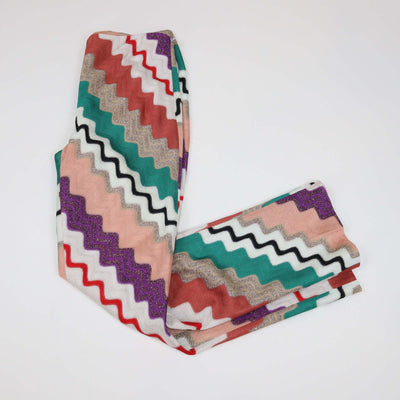 Missoni Multicolor Geometric Pattern Knit Blend Straight Leg Pants