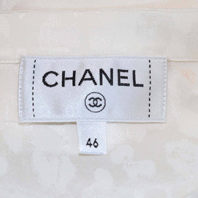 Chanel Ivory Jacquard Bow Tie Detail Long Sleeve Blouse Womens Chanel 