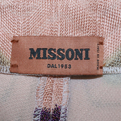Missoni Multicolor Geometric Pattern Knit Blend Straight Leg Pants