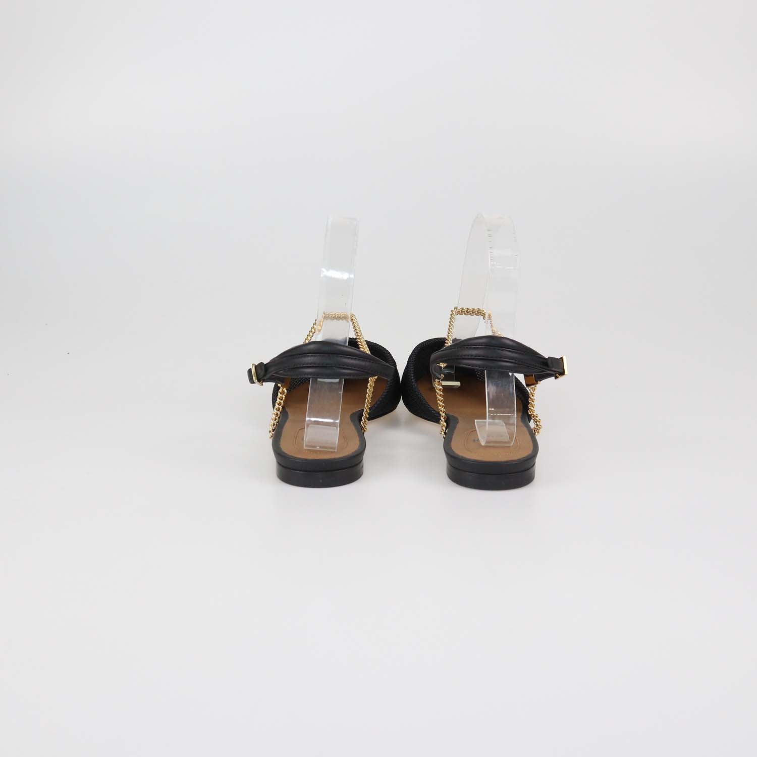 Fendi Black Mesh Slingback Flat Sandals