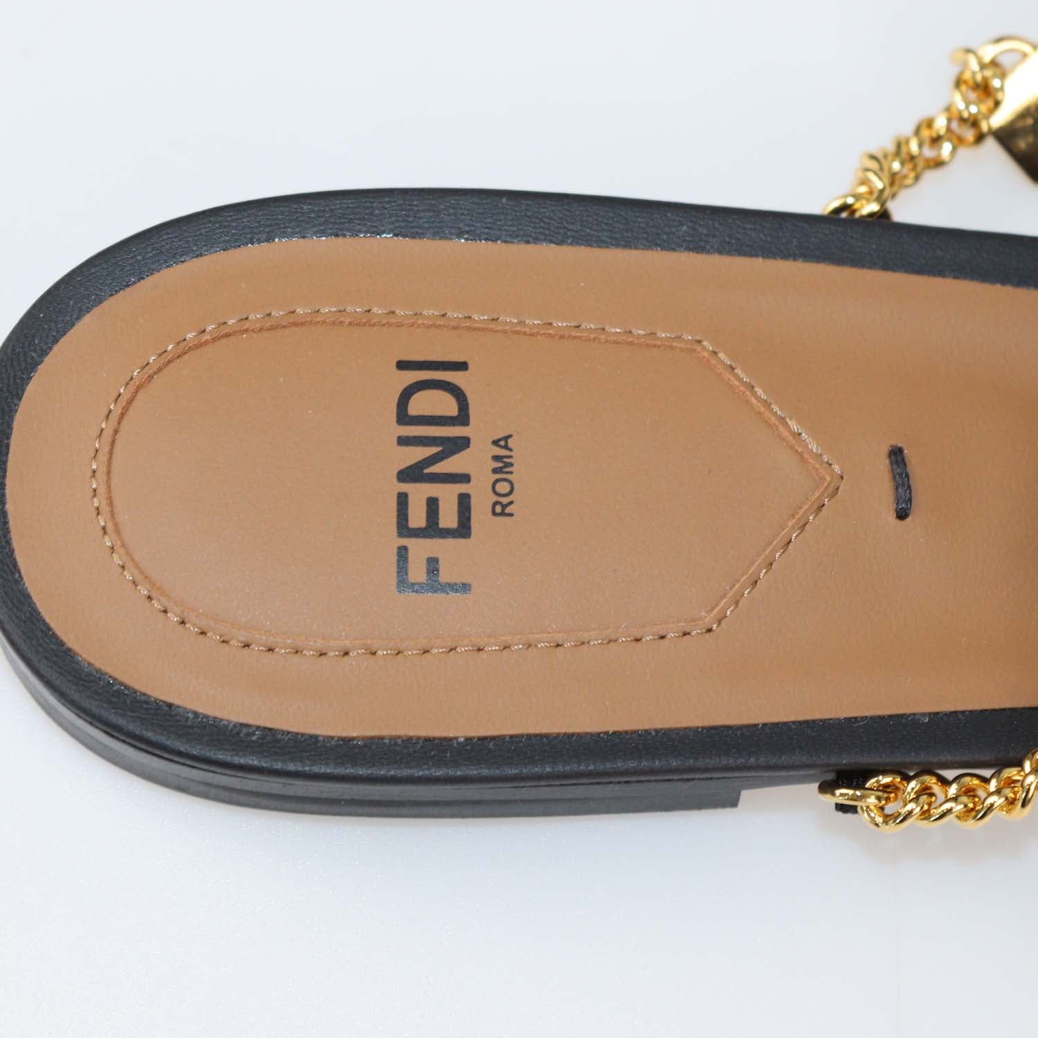 Fendi Black Mesh Slingback Flat Sandals