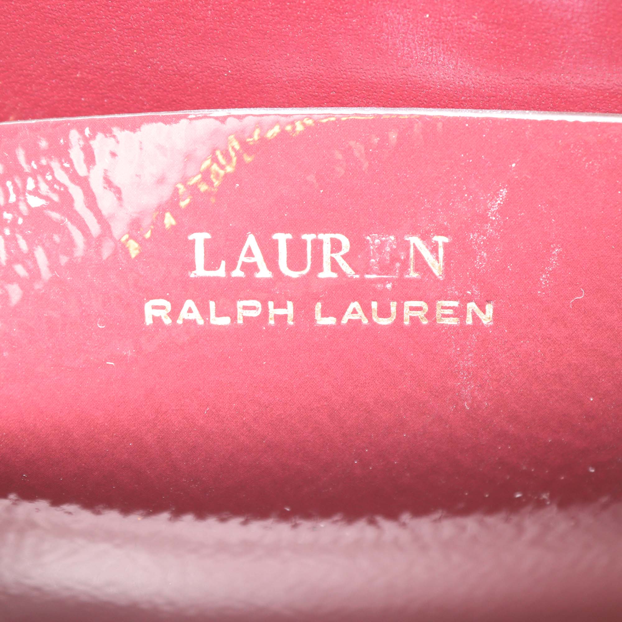 Lauren Ralph Lauren Burgundy Faux Patent Leather Andover Crossbody Bag