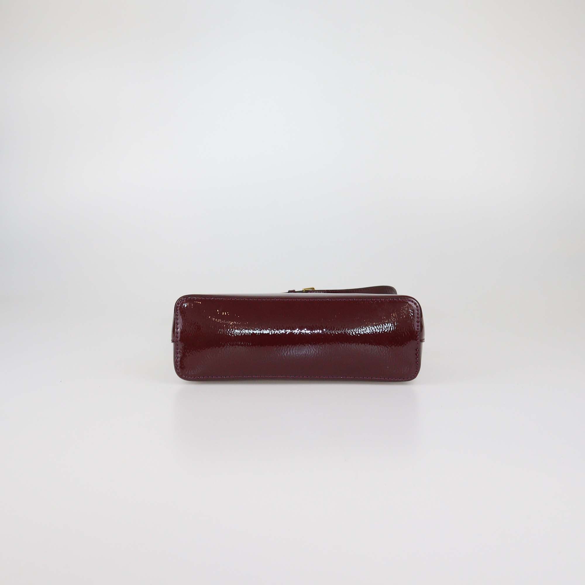 Lauren Ralph Lauren Burgundy Faux Patent Leather Andover Crossbody Bag
