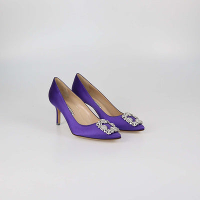 Manolo Blahnik Purple Satin Hangisi Pumps