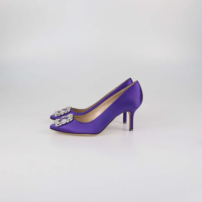 Manolo Blahnik Purple Satin Hangisi Pumps