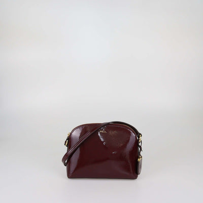 Lauren Ralph Lauren Burgundy Faux Patent Leather Andover Crossbody Bag