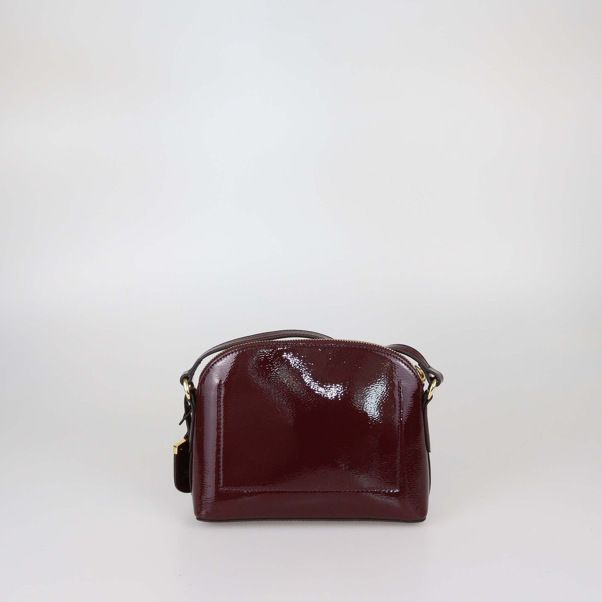 Lauren Ralph Lauren Burgundy Faux Patent Leather Andover Crossbody Bag