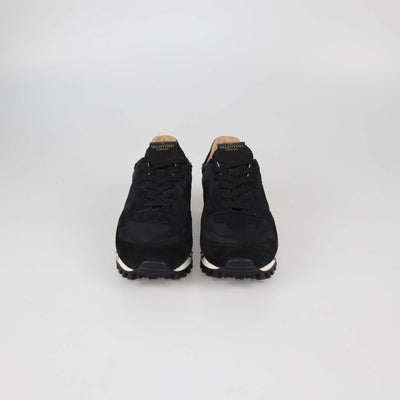 Valentino Black Camouflage Suede and Nylon Rockstud Low Top Sneakers