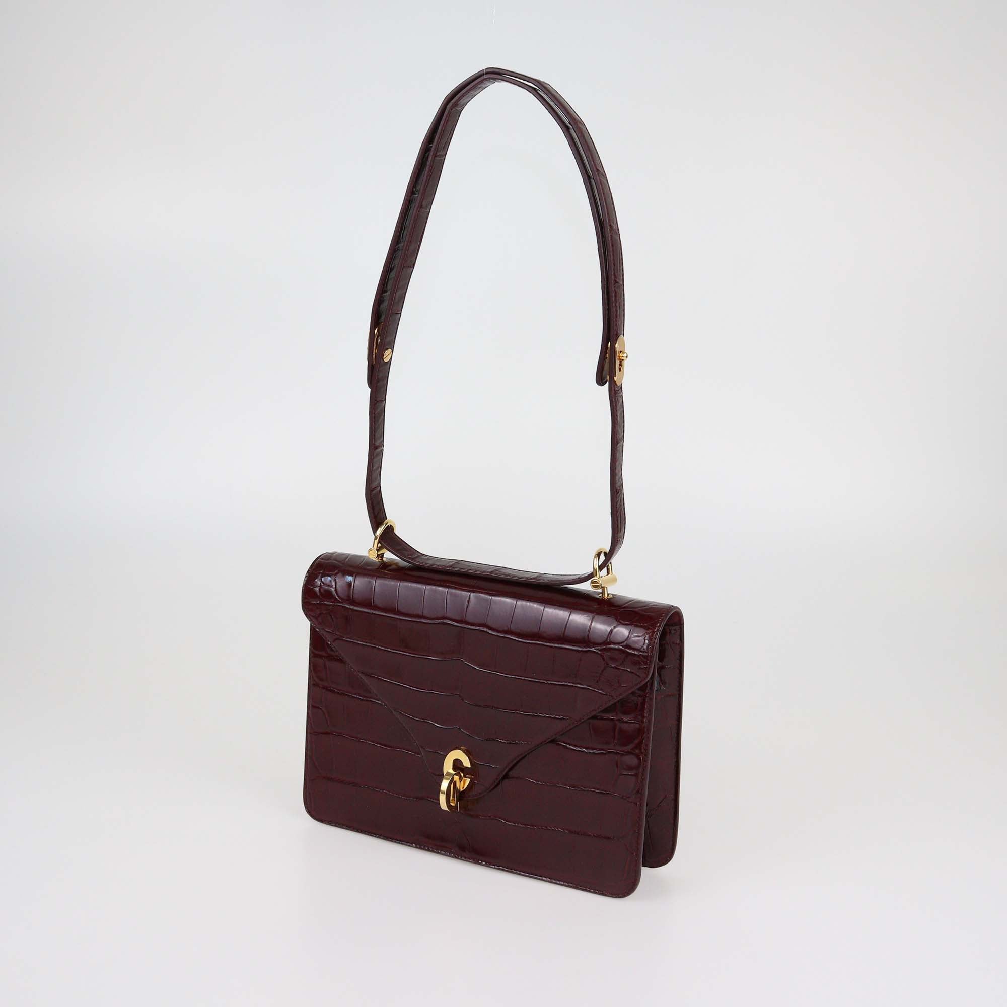 Christian Dior Burgundy Alligator C'est Shoulder Bag