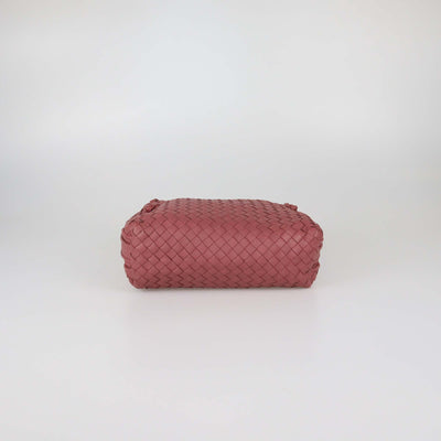 Bottega Veneta Old Rose Intrecciato Leather Double Zip Nodini Crossbody Bag