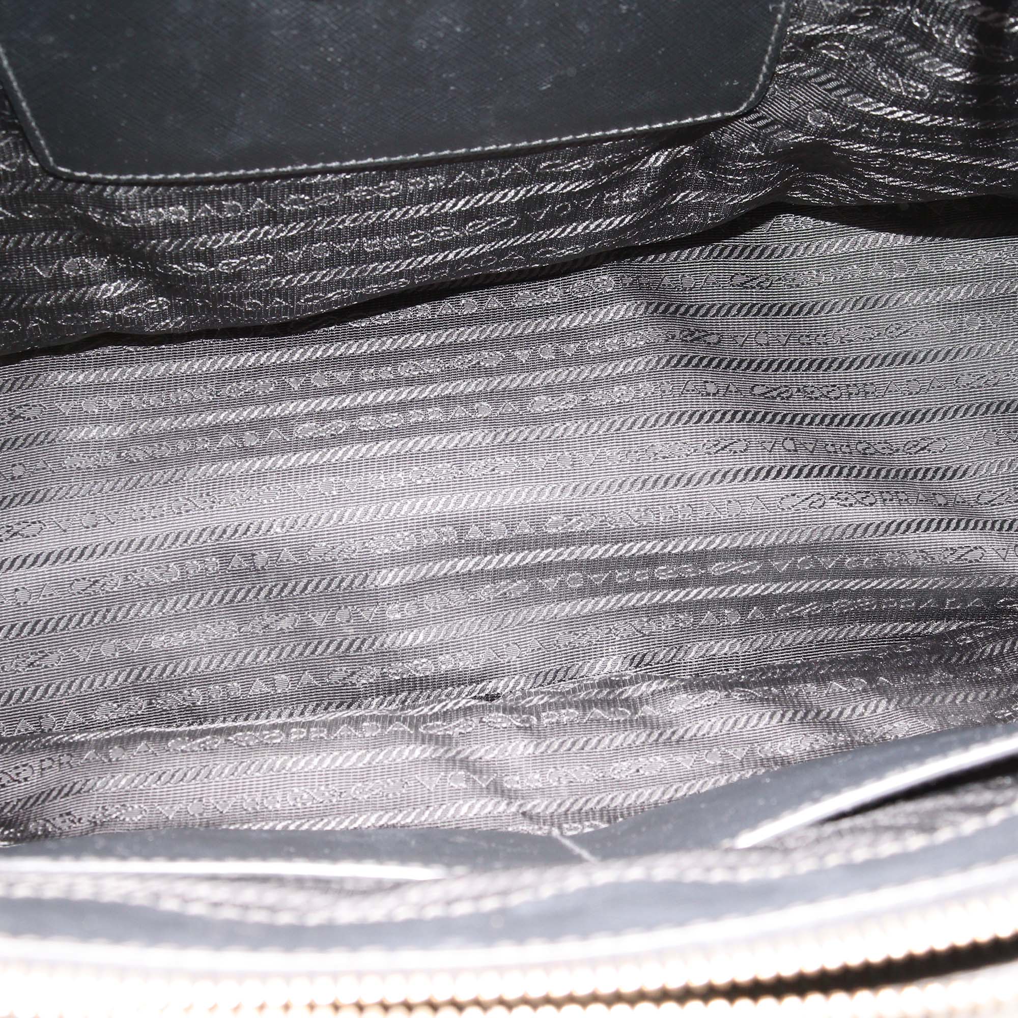 Prada Black Saffiano Lux Leather Large Double Zip Tote