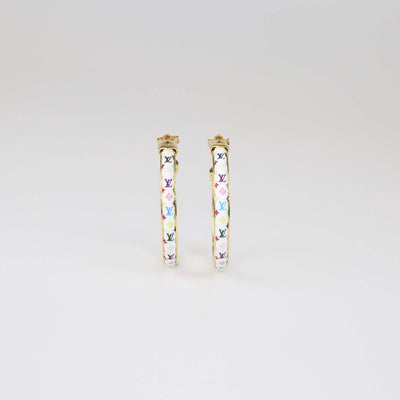 Louis Vuitton x Takashi Murakami Toile Gold Tone Hoop Earrings