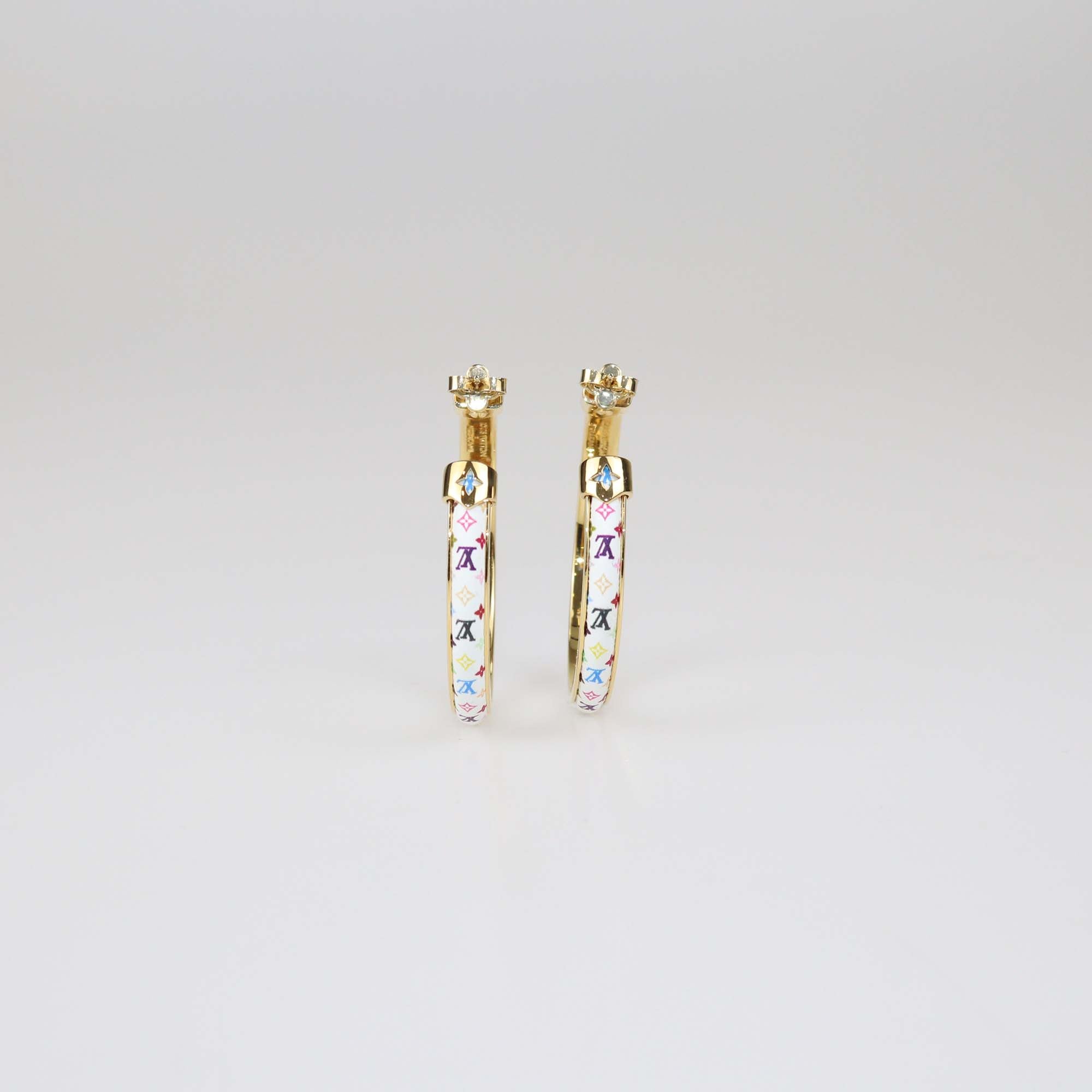 Louis Vuitton x Takashi Murakami Toile Gold Tone Hoop Earrings