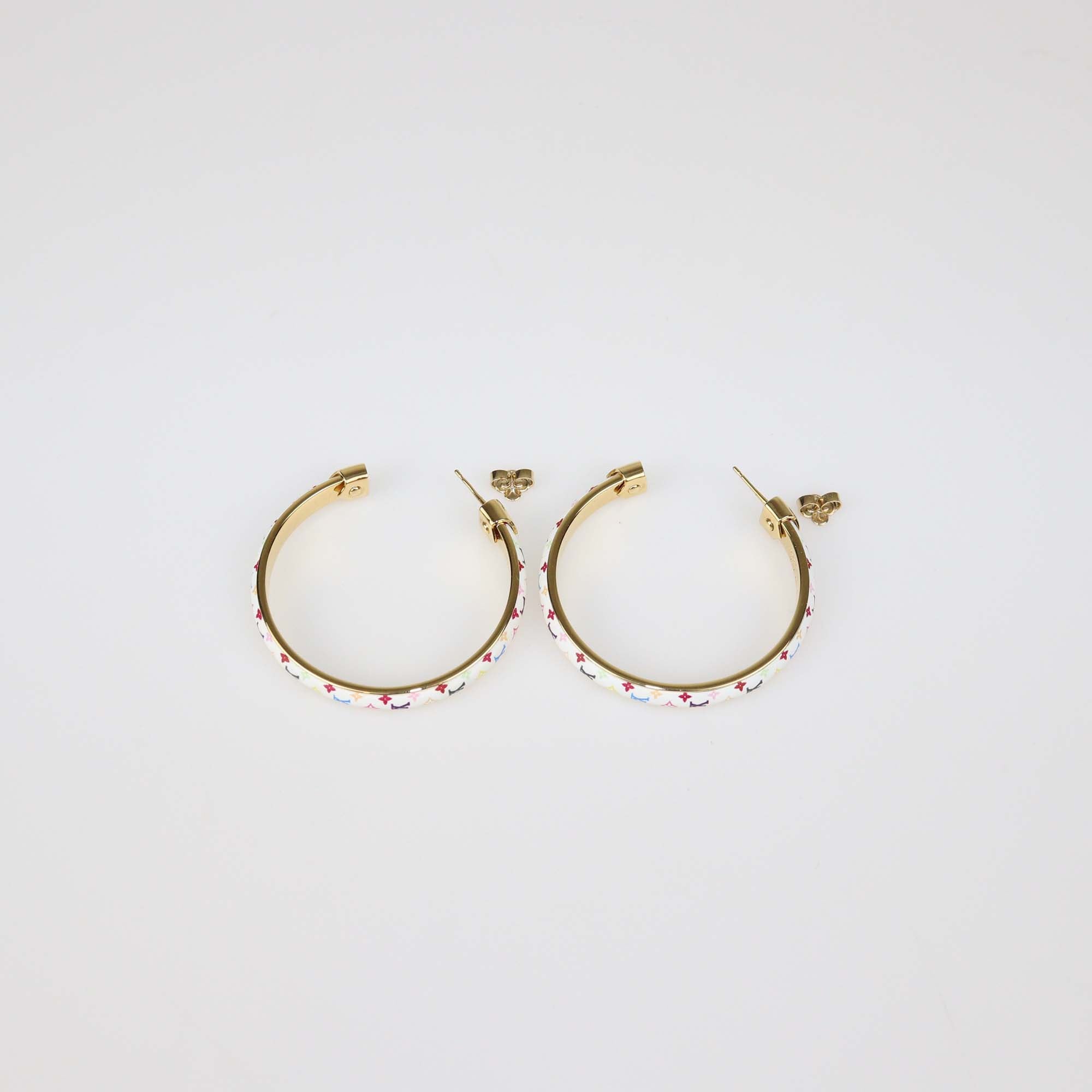 Louis Vuitton x Takashi Murakami Toile Gold Tone Hoop Earrings