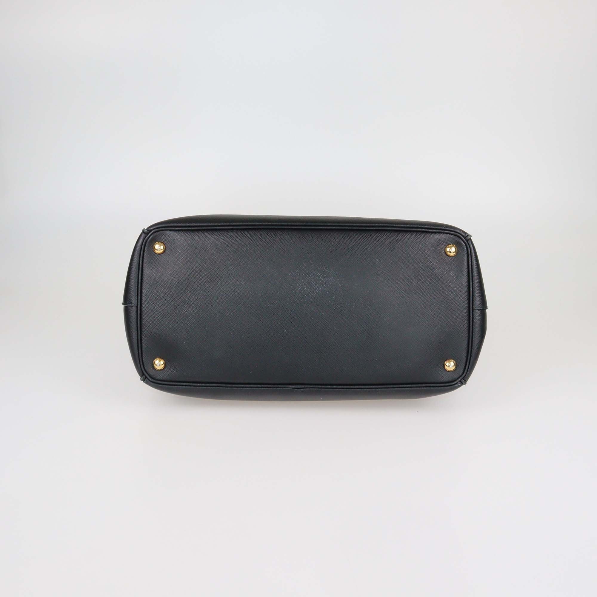 Prada Black Saffiano Lux Leather Large Double Zip Tote