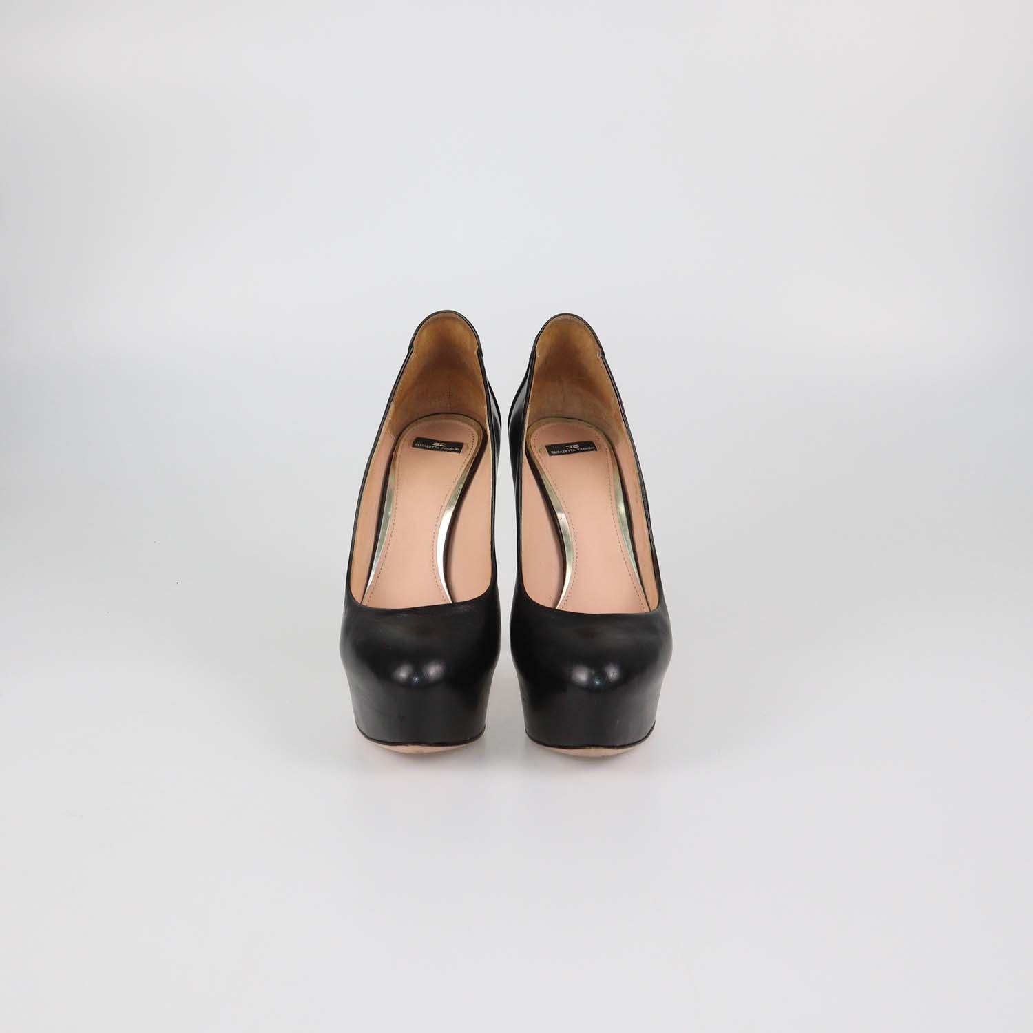 Elisabetta Franchi Black Leather Platform Pumps