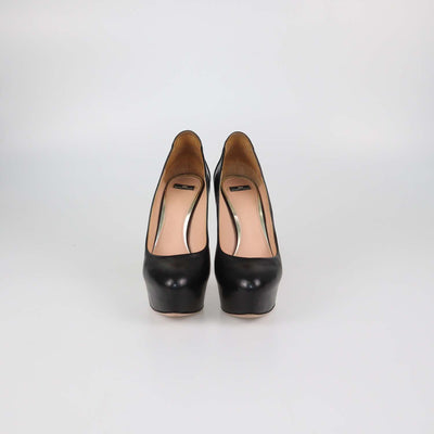 Elisabetta Franchi Black Leather Platform Pumps