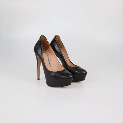 Elisabetta Franchi Black Leather Platform Pumps