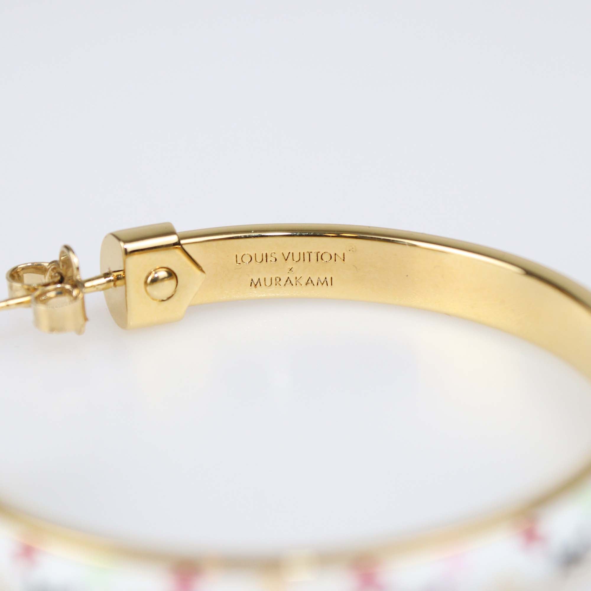 Louis Vuitton x Takashi Murakami Toile Gold Tone Hoop Earrings