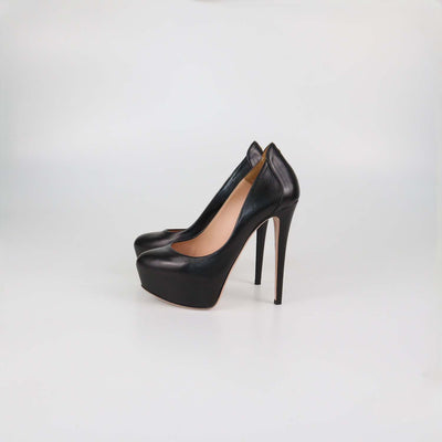 Elisabetta Franchi Black Leather Platform Pumps
