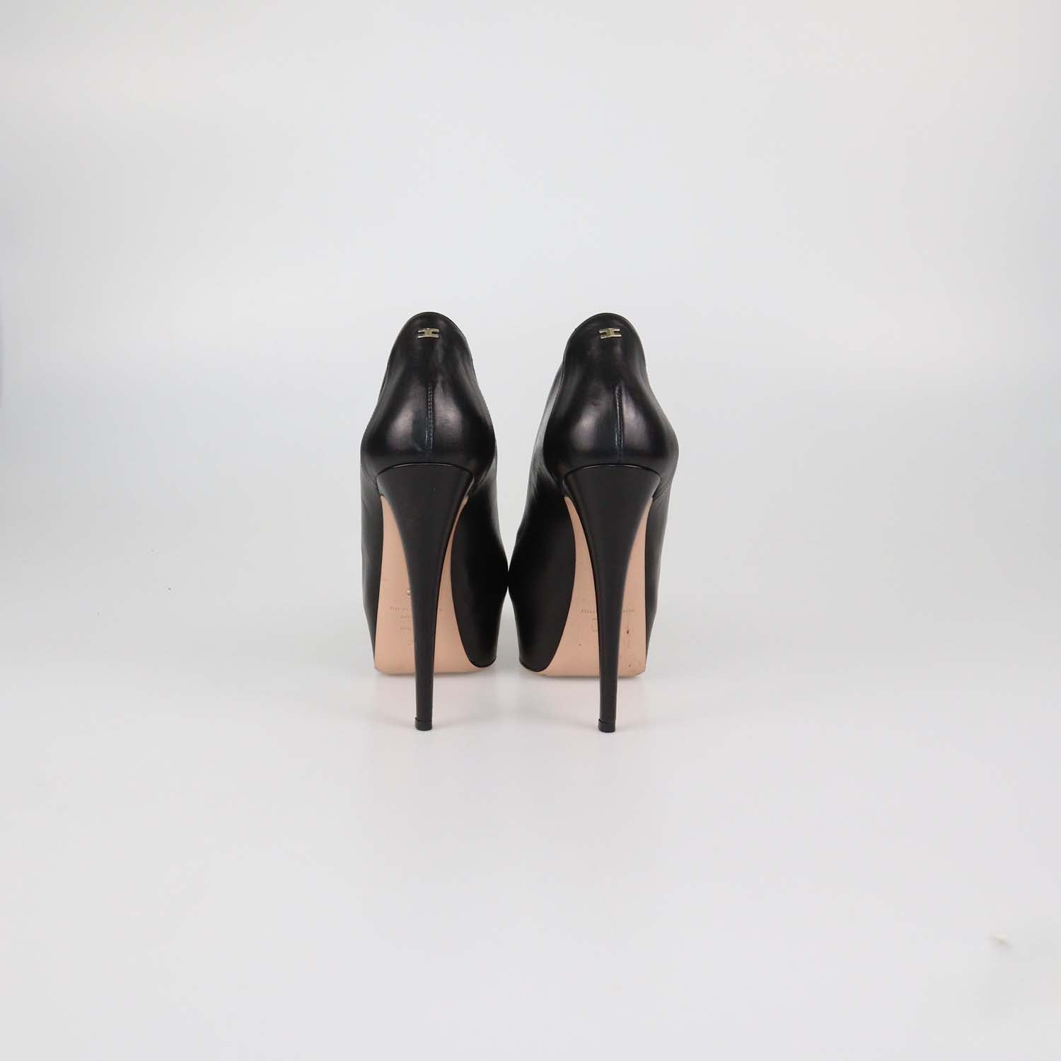 Elisabetta Franchi Black Leather Platform Pumps