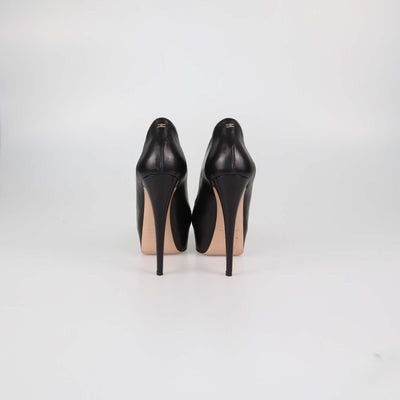 Elisabetta Franchi Black Leather Platform Pumps