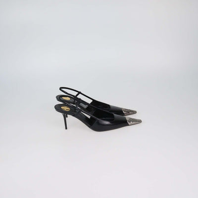 Saint Laurent Black Patent leather Jeanne Slingback Pumps