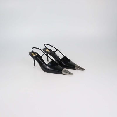Saint Laurent Black Patent leather Jeanne Slingback Pumps