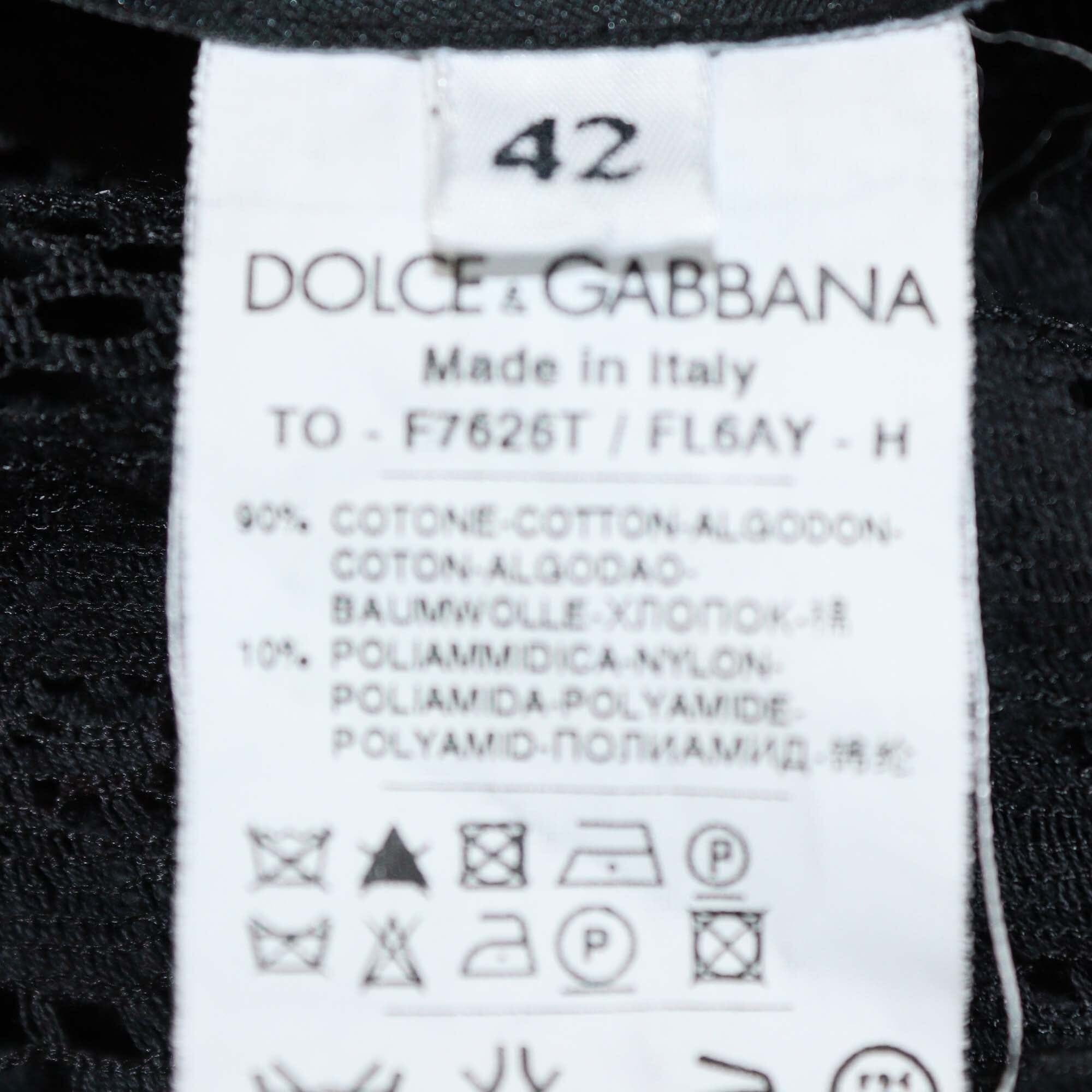 Dolce & Gabbana Black Floral Lace Mock Neck Long Sleeve Shirt Womens Dolce & Gabbana 