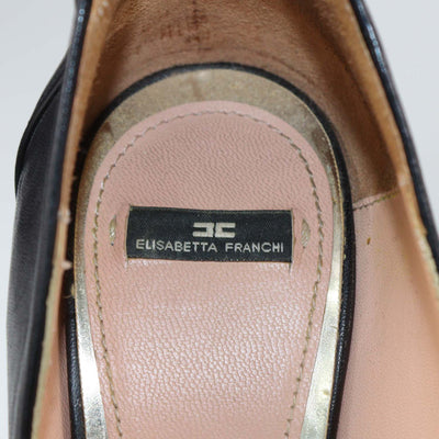 Elisabetta Franchi Black Leather Platform Pumps