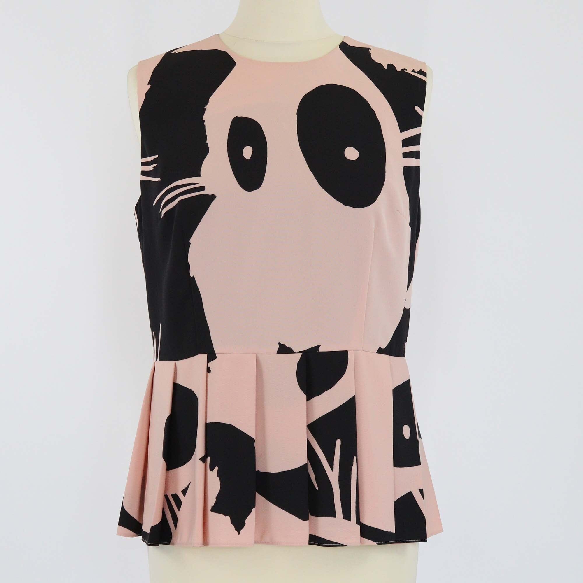 Alexander McQueen Pink/Black Skull Print Peplum Tops Womens Alexander Mcqueen 