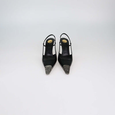 Saint Laurent Black Patent leather Jeanne Slingback Pumps