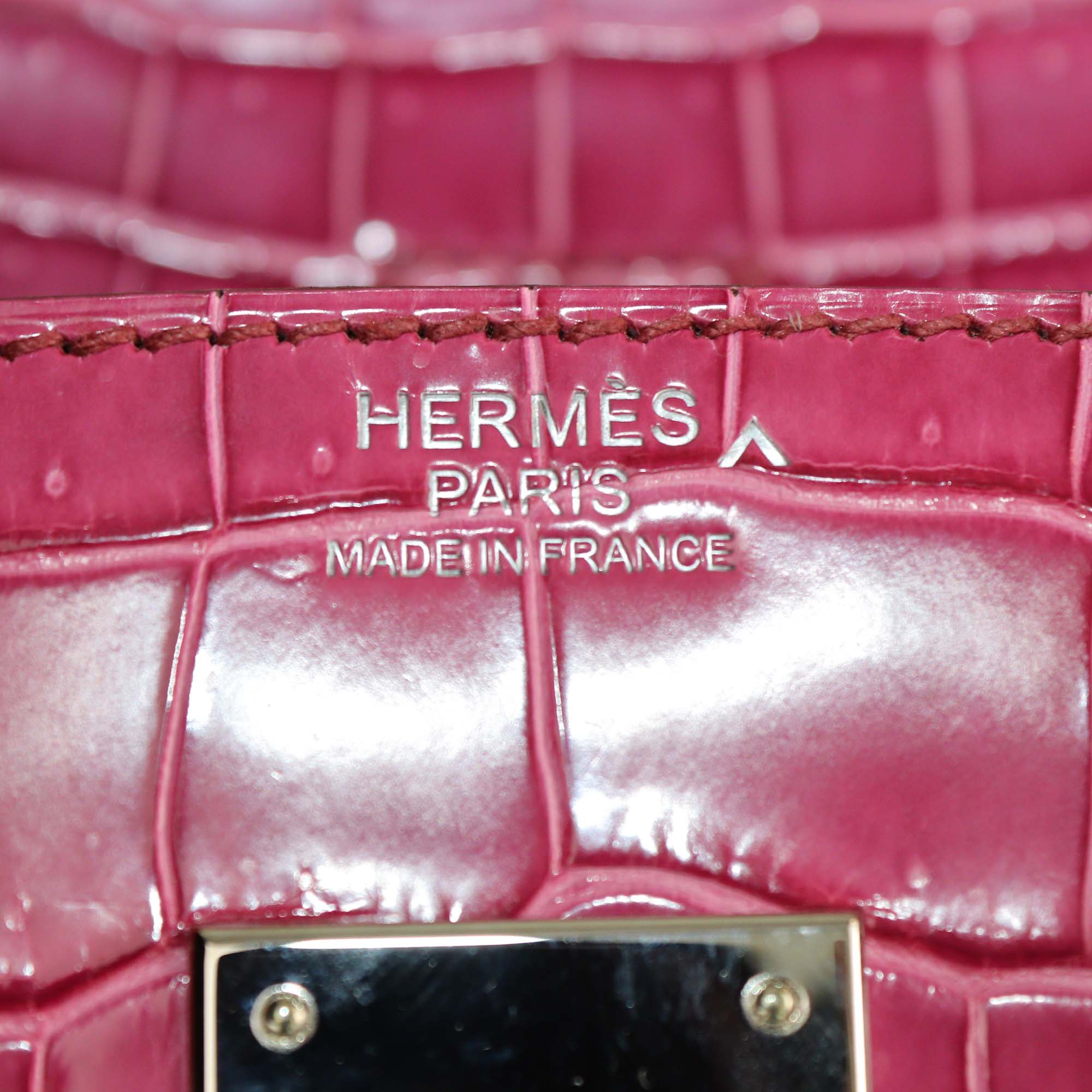 Hermes Fuchsia Porosus Crocodile Palladium Hardware Birkin 30 Bag