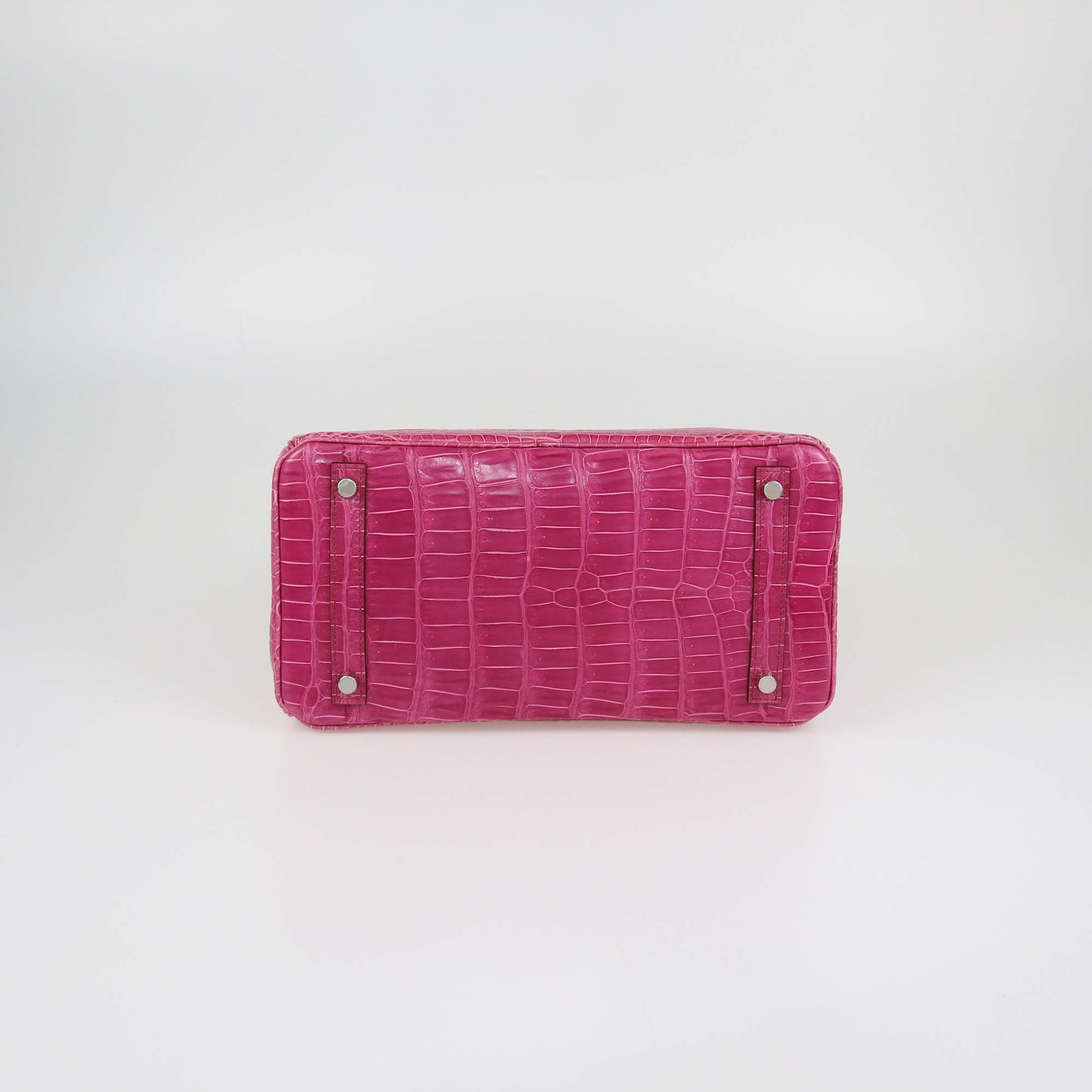 Hermes Fuchsia Porosus Crocodile Palladium Hardware Birkin 30 Bag