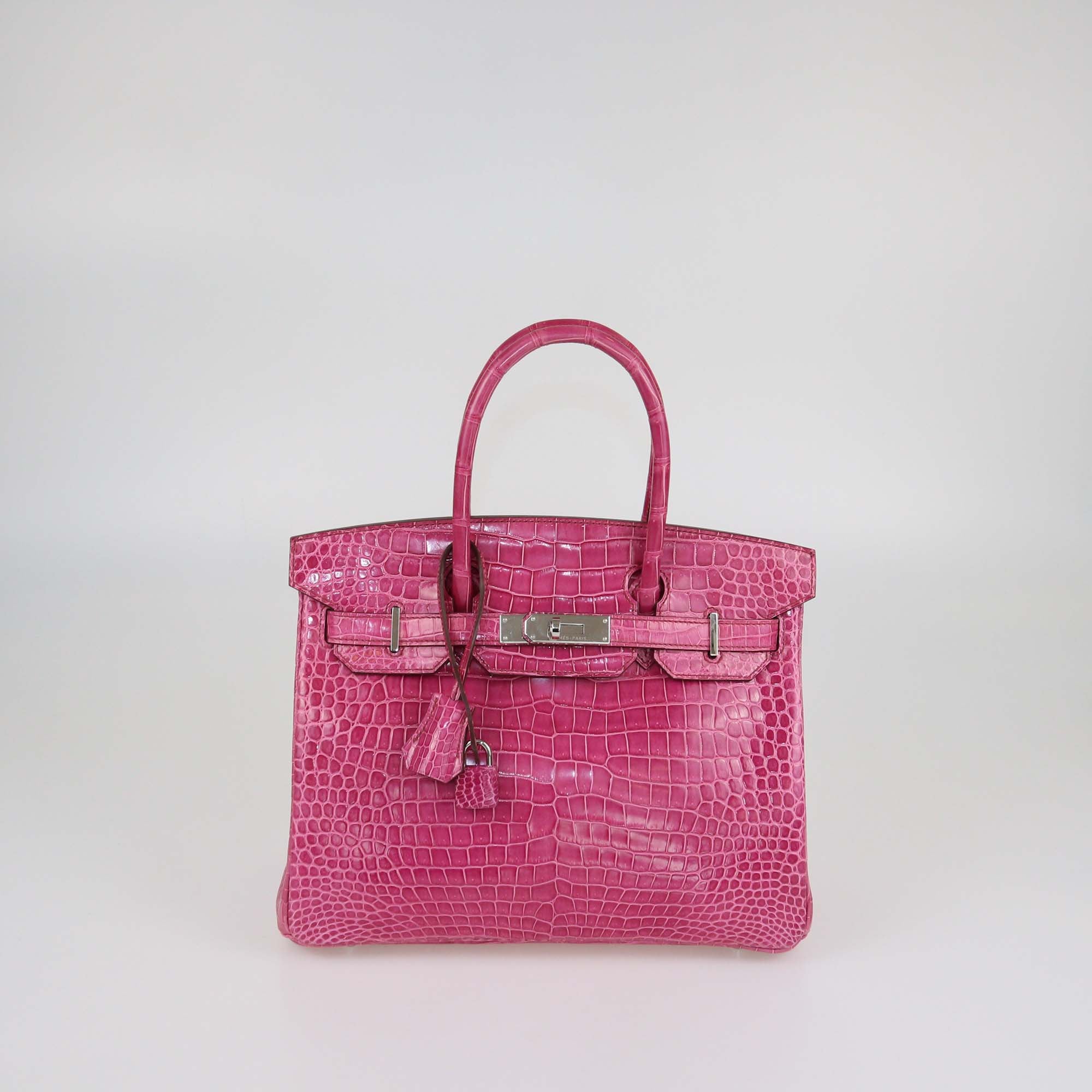 Hermes Fuchsia Porosus Crocodile Palladium Hardware Birkin 30 Bag
