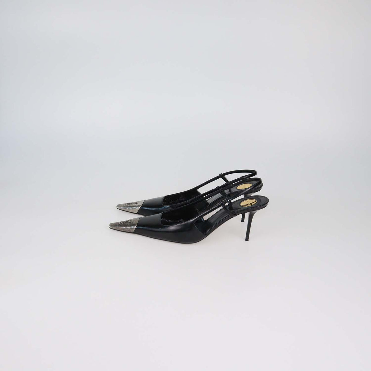 Saint Laurent Black Patent leather Jeanne Slingback Pumps
